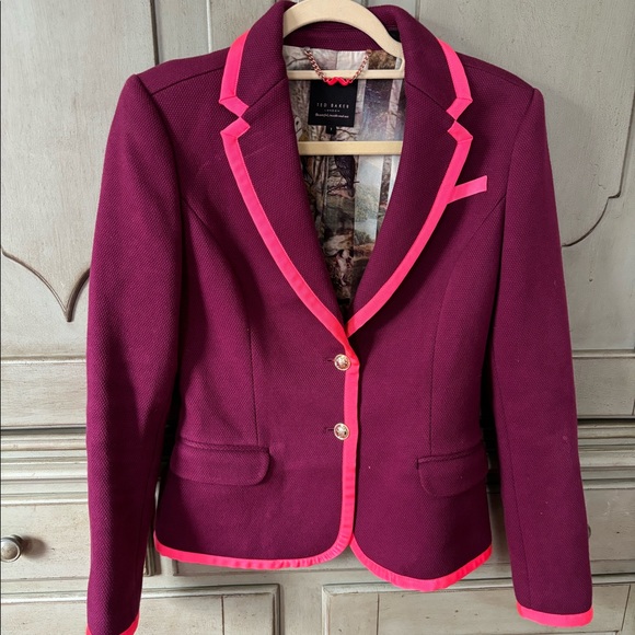 Ted Baker fuchsia blazer, lined, and elbow patches - Picture 1 of 5